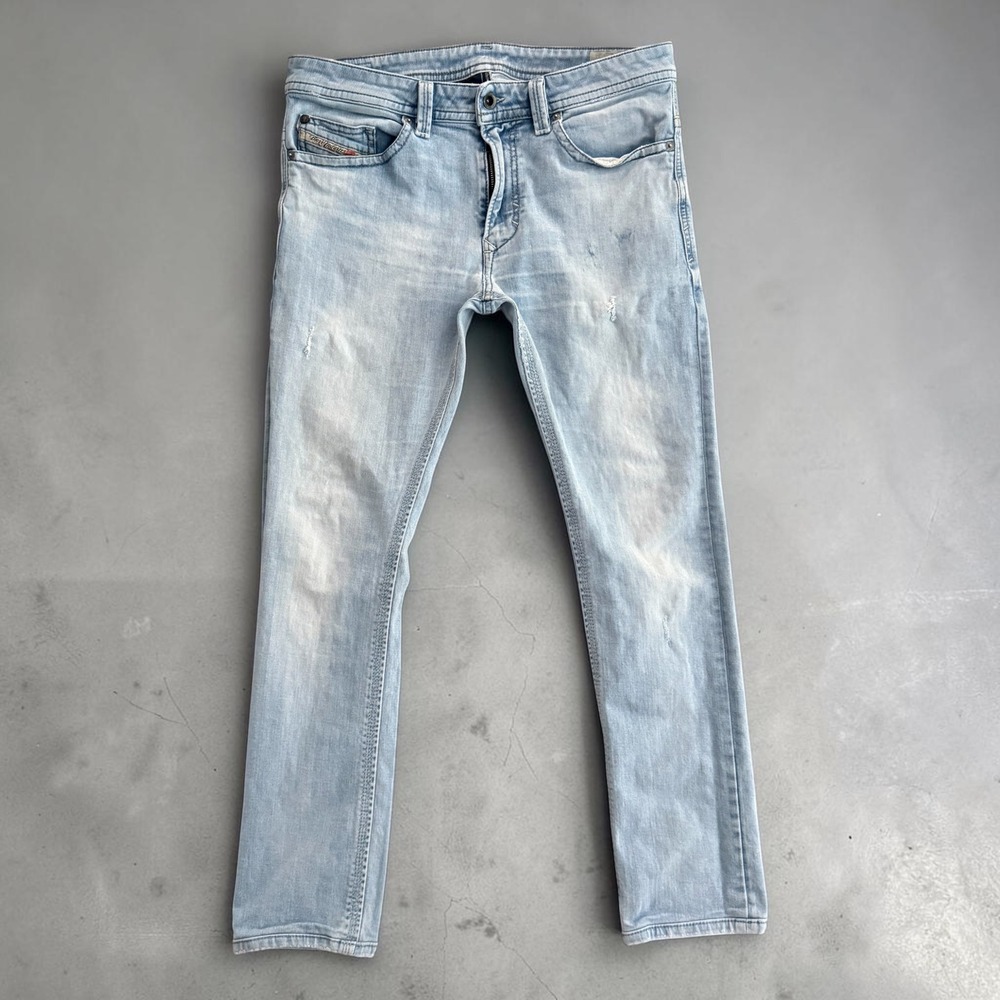 Diesel Thavar Slim Skinny Jeans Mens 32x30 Light Wash Distressed Stretch 0830G
